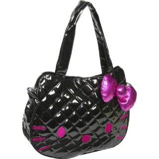 Hello Kitty Purse Black Quilted Patent Face Tote Bag