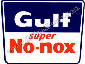 GULF SUPER NO KNOX GASOLINE 11 VINYL GAS & OIL PUMP DECAL DC 190 
