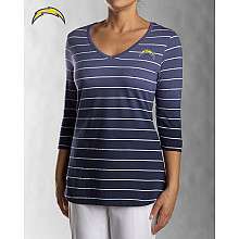 Cutter & Buck San Diego Chargers Womens 3/4 Sleeve Goal Line T Shirt 