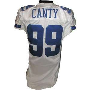 Chris Canty #99 2008 Cowboys Game Used White Jersey  (Size 50 