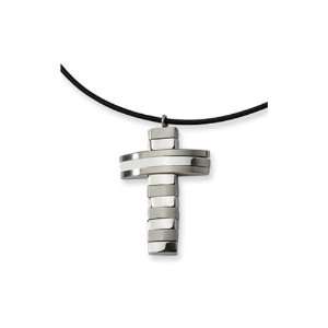    Stainless Steel Leather Cord Cross Modern Necklace: Jewelry