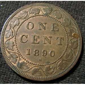  1890 Canada H Large Cent in Au 
