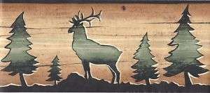 FOREST SILHOUETTES ON FAUX WOOD LODGE BORDER DC2301B  