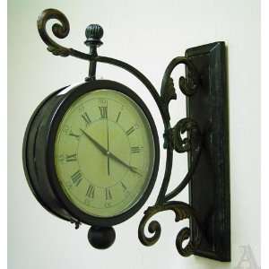   Antique Style Wall Mount Double Sided Face Clock: Kitchen & Dining