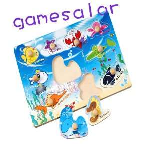   colorful wooden ocean animals jigsaw puzzle for children Toys & Games