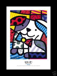 GINGER Abstract Dog art FRAMED PRINT   Romero Britto  