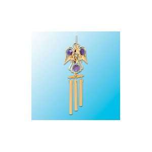  24K Gold Plated Guard. Angel/Hrt. Wind Chime   Purple 