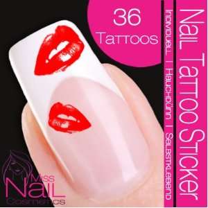  Nail Tattoo Sticker Lips / Kiss Mouth   red Beauty
