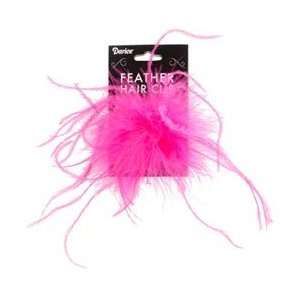 Darice Ostrich Feather Hair Clip 1/Pkg Hot Pink; 6 Items/Order:  