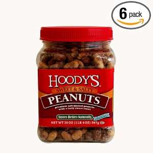 Hoodys Sweet & Salty Peanuts, 20 Ounce Plastic Jars (Pack of 6)