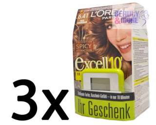 3x Loreal Excell10 Haarfarbe 6.41 Kühles Caramelbraun 3600521436165 