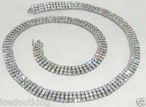 MEN 30 LIMITED 3 ROW LINK PRONG SET CZ CHAIN NECKLACE  