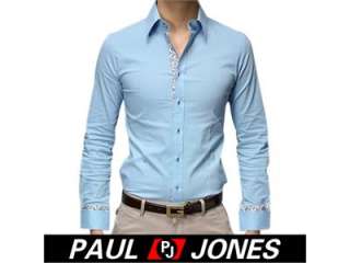 PAUL JONES9131 Trendy Mens Long Sleeves Slim line Stylish Dress Shirts 