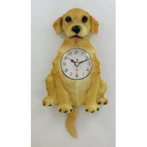 Golden Retriever Dog Pendulum Wall Clock Tail Wags 
