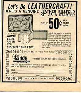 1970 Tandy Leather Billfold Wallet Kit Vintage Ad  