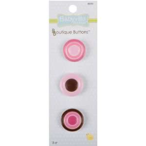  Babyville Boutique Buttons, Pink Dots, 3 Count Arts 