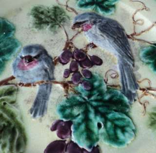 antiker Keramik Teller Sarreguemines Jugendstil Vögel  