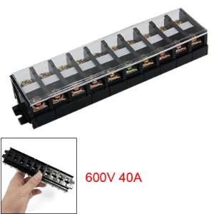   600V 40A Dual Row 10 Positions Screw Terminal Block Strip: Electronics