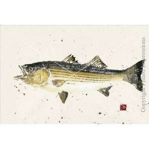  Speckled Paper Striped Bass Gyotaku Print 