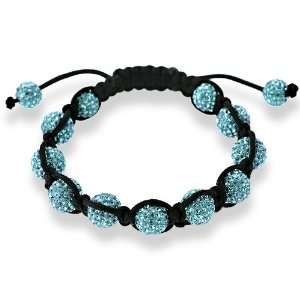  10mm Light Blue Crystal Beads with Black Cord Macrame 