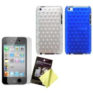 Two 3D Hard Cases / Covers / Shells (Silver, Blue) & LCD Screen 