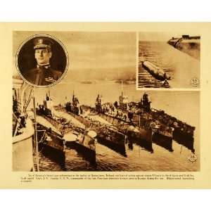  1920 Rotogravure WWI U. S. Submarines Queenstown Ireland Harbor 