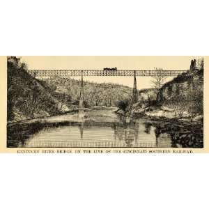  1877 Antique Print High Bridge Kentucky River Railroad 