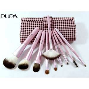 PUPA 10 Piece Portable Woolen Makeup Brush Set & Case Suitbale For 