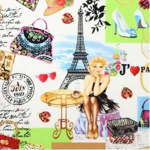 Timeless Treasures April in Paris I Love Paris Multi Fabric Yardage 