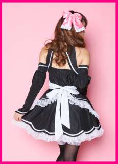 Japanese Cosplay Lolita Dress French Maid Costume Full Set Fancy Party 