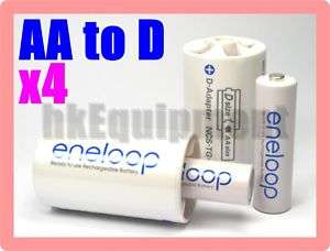 Sanyo Eneloop Battery Adaptor Converter AA to D R20 x4  