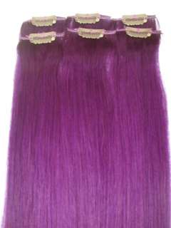 More color 20HUMAN HAIR CLIP IN EXTENSIONS,24 COLORED  