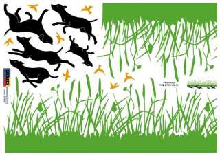 GRASS & DOGS Adhesive Removable Wall Decor Accents Stickers Decals 