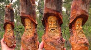 Tree Wood Spirit Carving Sculpture Forest Face Knot Head Wizard Gnome 