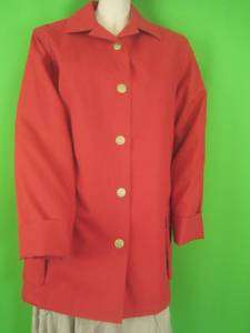 ELLEN TRACY Red Cotton Removable Zip Silk Liner NEW 3/4 Coat 10P 