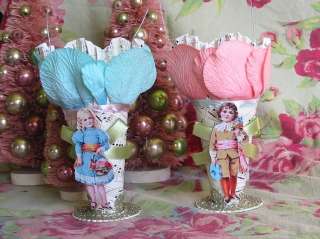 Bethany Lowe Spring Easter Paper and Petal Baskets Victorian Scrap 