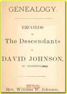JOHNSON Family Name {1876} Tree History Genealogy Biography   Book on 