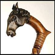 Horse   Gorgeous Hand Carved Wooden Cane Walking Stick  
