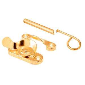    Line Sliding Window Sash Lock with Security Pin, Brass Plated Steel
