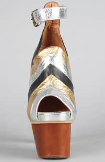 Jeffrey Campbell The Pauline Shoe in Silver Gold Black Combo 
