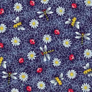   Dragonfly Daisy Hoffman 100% Cotton Fabric Yardage OOP out of print