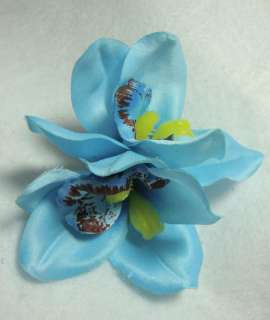 Blue Orchids Back to Back Design 4 Inches Wide Fabric Petals Alligator 