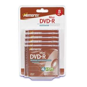 Memorex 5 Pack 4x 1.4GB Mini DVD R Media with Jewel Cases at 
