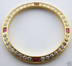 GOLD GP CREATED DIAMOND RUBY BEZEL FOR MENS ROLEX DATEJUST  
