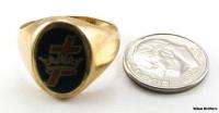 KNIGHTS TEMPLAR Masonic RING   14k & 10k Solid Yellow GOLD Enamel 