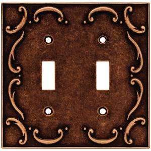 Liberty 2 Gang Switch French Lace Sponged Copper Wall Plate 64262 at 