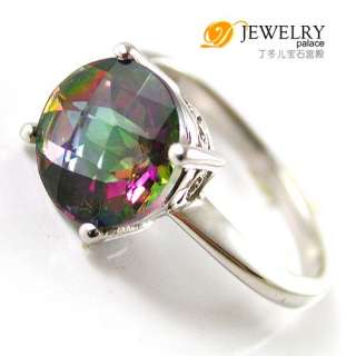 9mm ROUND 3ct Rainbow Topaz Ring 925 Sterling Silver Size 6 7 8 9 