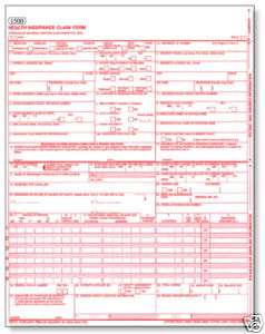 CMS / HCFA 1500 Health Insurance Claim Forms, 25 Sheets  