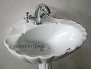 Handwaschbecken MUSCHEL Design 50cm weiß Waschtisch 