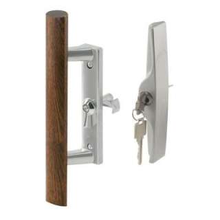 Prime Line Internal Door Handle Set, Keyed, Wood Pull, Gray C 1064 at 